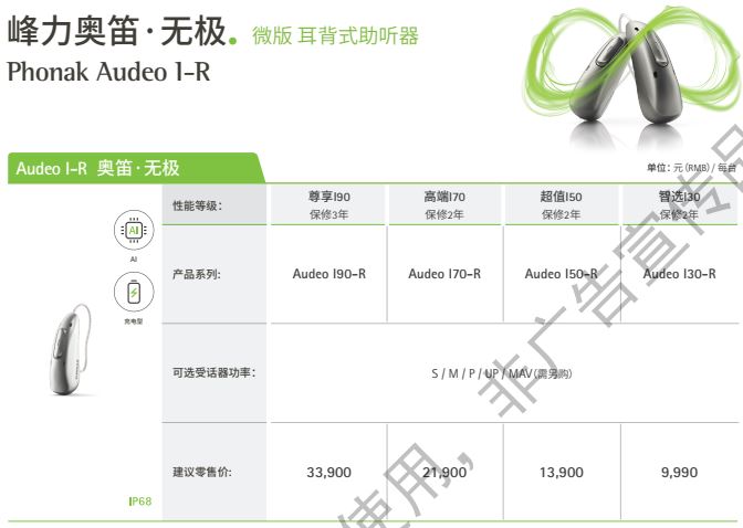 峰力太极和无极系列ric式助听器性能价格表！